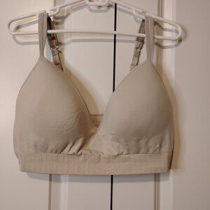 Athleta Women's Beige Embrace V-Neck Low-Impact Pullover Sports Bra Size XL